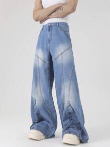 Manfinity EMRG Men's Simple Fashionable Denim Jeans Suitable For Summer