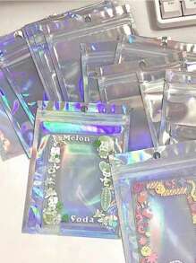 50/100 Túi Mylar Holographic - Bao bì giấy bạc chống mùi có khóa kéo có thể đóng lại để đựng đồ trang sức/kẹo/ốc vít - Túi nhựa tự dán Rainbow Laser - Nhiều màu - Xem 15