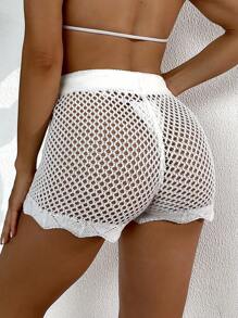 Swim Vcay Abito copri costume da spiaggia sexy, con motivo di stelle marine in crochet, sarong casual da vacanza