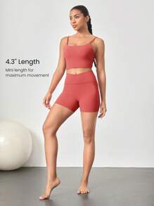 GLOWMODE Celana Pendek Biker FeatherFit™ Crossover Cutie 4,3 inci, Olahraga Ringan untuk Bersepeda, Lari, dan Latihan di Gym Musim Panas - Debu Kosmik Merah - View 4