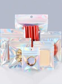 50/100 Túi Mylar Holographic - Bao bì giấy bạc chống mùi có khóa kéo có thể đóng lại để đựng đồ trang sức/kẹo/ốc vít - Túi nhựa tự dán Rainbow Laser - Nhiều màu - Xem 1