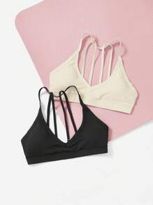 Easithlete Women's Solid Color 2pcs Daily Fitness Sports Bra - Multicolor - View 5