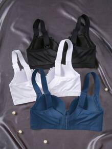 SHEIN 3pcs Set Women Lace Leisure Soft & Comfortable Wide Strap Push Up Underwire Lingerie Bras