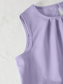 Ensemble d'été pour femme composé d'un Top col rond sans manches ample de couleur unie et d'un pantalon ample à taille élastiquée et jambes larges de couleur unie, pour un style décontracté minimaliste et quotidien