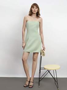 Maija Top corto verde de verano para mujer, diseño de lazo contrastante y espalda descubierta, vestido casual de playa de moda elegante y sexy minimalista