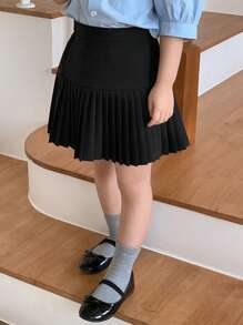 Dazy Kids Young Girl Elastic Waist Pleated Skirt, Spring Summer,Back To School Clothes - Black - View 6
