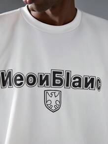 NEON BLANC 男士街头时尚字母印花针织宽松圆领插肩袖休闲 T 恤 - 白色 - 查看 4