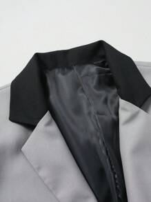 Manfinity Mode Plus Size Men's Colorblock Lapel Neck Blazer And Pants Suit Set