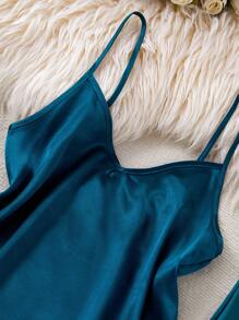 SilkySpell 3 pièces Ensemble de pyjama en soie synthétique de couleur unie comprenant un débardeur, des shorts et un pantalon, parfait pour les vacances