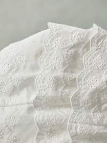 Poéselle Women Solid Color Embroidery Layered Ruffle Hem Mini Skirt - White - View 3