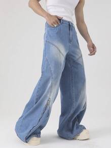 Manfinity EMRG Men's Simple Fashionable Denim Jeans Suitable For Summer