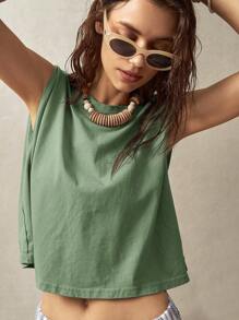 Bohemela 女式度假无袖圆领背心 - 綠色 - 查看 4
