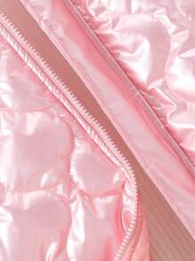 Tween Girls' Hooded Quilted Padded Coat, Warm - Pink - View 5