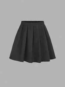 Ensemble 2 pièces pour préadolescentes : T-shirt oversize à imprimé camouflage et lettres + jupe mini plissée noire, retour à l'école, style Y2K, streetwear, chic et doux, style campus américain - Multicolore - Voir 6