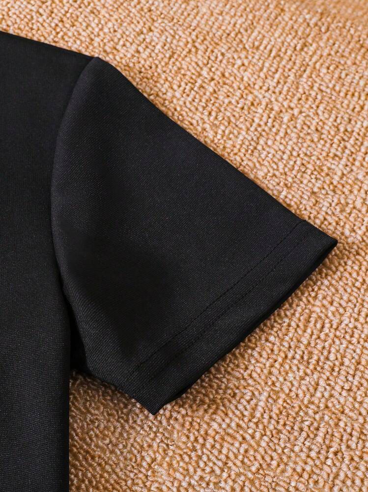 SHEIN Mirajuku 青少年男孩字母圖形短袖t卹和運動長褲套裝 - 黑色 - 查看 5