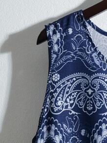 EMERY ROSE 女士度假植物印花无袖连衣裙 - 藏蓝色 - 查看 4