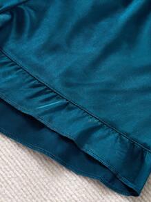 SilkySpell 3 pièces Ensemble de pyjama en soie synthétique de couleur unie comprenant un débardeur, des shorts et un pantalon, parfait pour les vacances