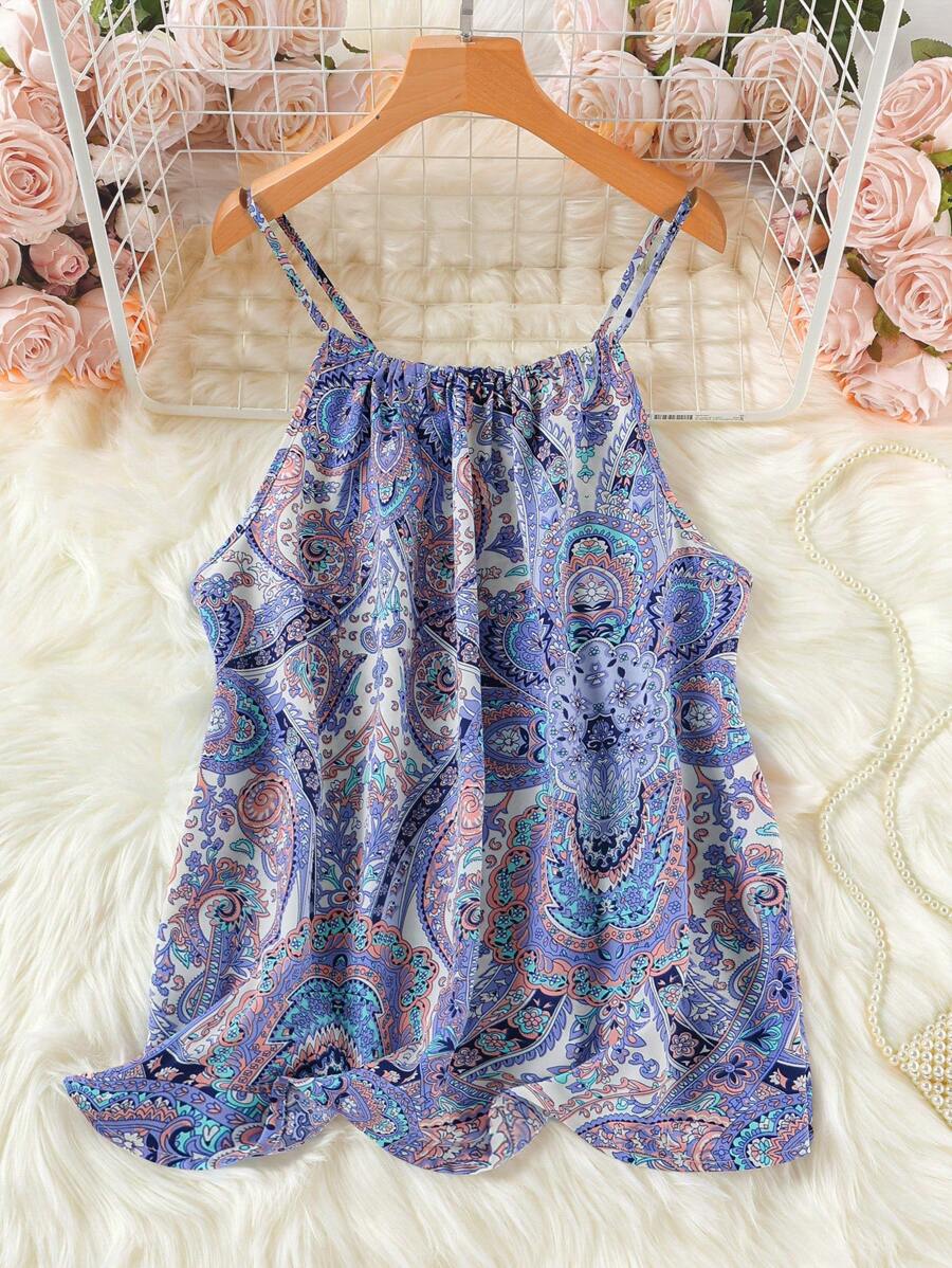 SHEIN LUNE Blusa holgada informal con estampado de plantas para mujer de talla grande, nueva para el verano, ideal para el Día de San Valentín y las vacaciones de verano