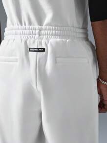 NEON BLANC Men's Streetwear Style Knitted Letter Printed Long Jogger Pants - White - View 6