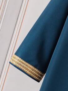 Tween Boys Noble Golden Edge Long Sleeve Shirt, Spring/Summer - Navy Blue - View 5