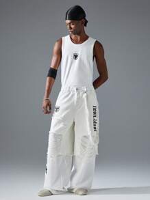 NEON BLANC 男士街头风白色圆领针织印花圆领上衣 - 白色 - 查看 7