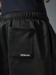 NEON BLANC 男士街头时尚宽松针织字母图案印花短裤 - 黑色 - 查看 6