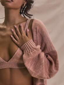 MUSERA Oversized Pocket Detail Ballon Sleeve Cardigan Spring Summer - Multicolor - View 4