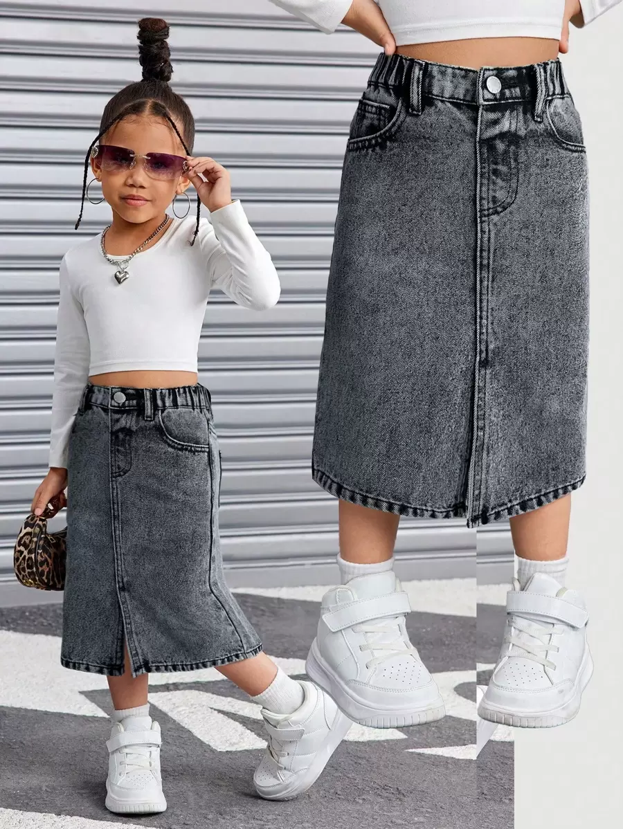 SHEIN 年轻女孩 Y2K 牛仔裙，清凉感恩节秋冬服装