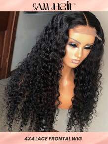 Water Wave 4x4 Lace Closure Wig Pre Plucked Natural Hairline Remy Hair Peruvian Lace Front Human Hair Wigs For Women - Natural Black - View 1