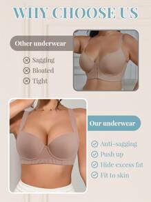 1 Áo ngực thể thao không dây dây bản rộng liền mạch dành cho nữ, nâng và tạo hình, áo chống chảy xệ - Cà phê nâu - Xem 3