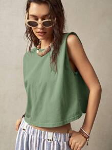 Bohemela 女式度假无袖圆领背心 - 綠色 - 查看 8