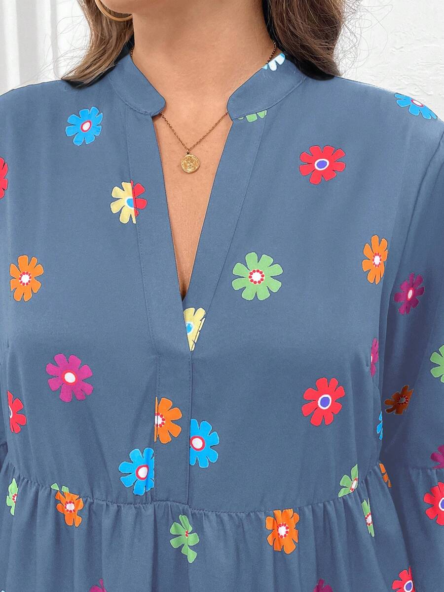 SHEIN LUNE Đầm dài rộng in hoa cỡ lớn cho nữ Đầm dạ hội Quần áo mùa thu Quần áo Đầm thanh lịch cho nữ Đầm công sở thường ngày cho nữ Đầm công sở Trang phục ngày lễ Quần áo dự tiệc Đầm dự tiệc cho nữ Đầm dự tiệc sequin cho nữ - Màu xanh bụi bặm - Xem 1