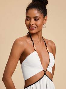 Travachic Damen sexy Halterkleider mit Ausschnitt am Rücken