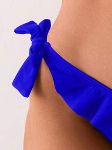 SHEIN Swim Women's Solid Color Simple & Fashionable Swimwear Bottom, Suitable For Summer - Blue - View 4