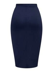 SHEIN Unity Plus Size Women Solid Color Pleated Elegant Pencil Skirt