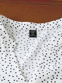 Linhara Áo cánh voan chấm bi in họa tiết chấm bi thanh lịch cổ chữ V rộng rãi xếp nếp cho kỳ nghỉ cỡ lớn dành cho nữ, mùa xuân/hè - trắng - Xem 3