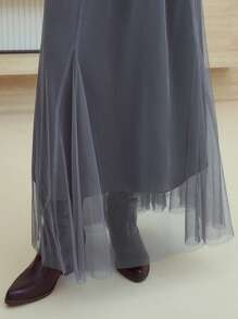MOTF STUDIO MESH ZIPPER SKIRT - Coffee Brown - View 3