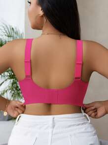 NudeFit Plus Size Seamless Gummy Bear Support Bra With Molded Cup, Wireless Lift & Shaping - Hot Pink - View 2