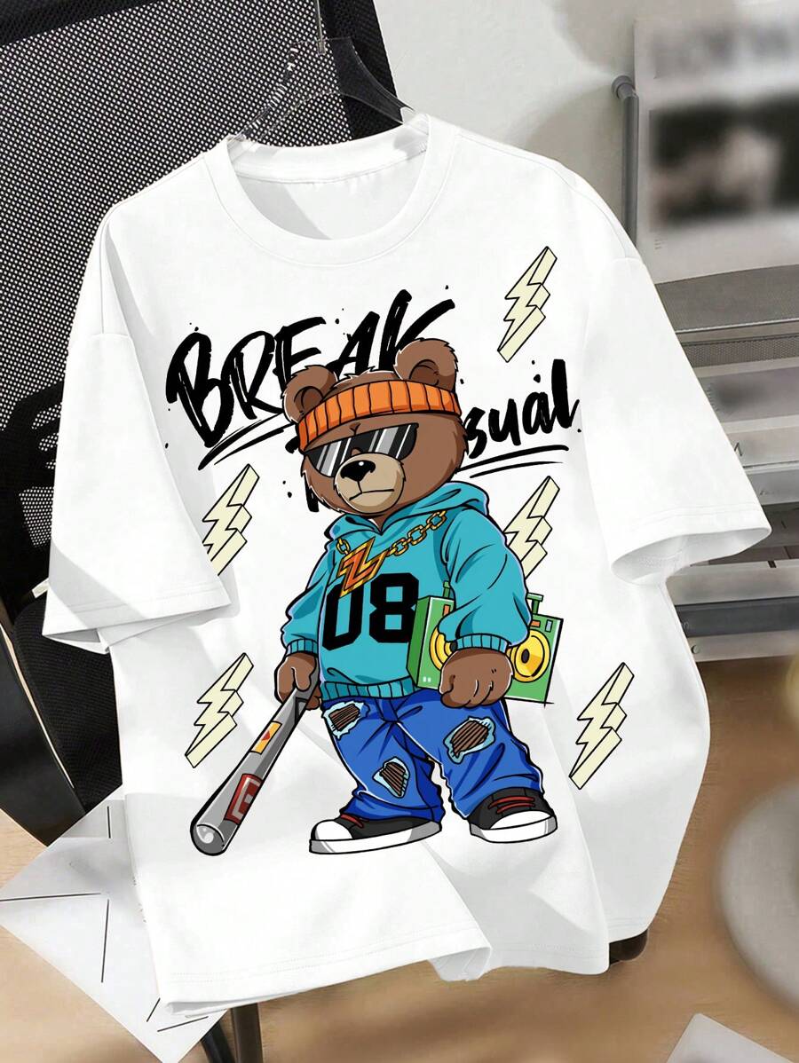 SHEIN 青少年男孩休闲短袖圆领 T 恤，适合夏季