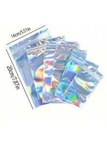 50/100 Túi Mylar Holographic - Bao bì giấy bạc chống mùi có khóa kéo có thể đóng lại để đựng đồ trang sức/kẹo/ốc vít - Túi nhựa tự dán Rainbow Laser - Nhiều màu - Xem 9