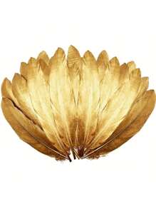 SHEIN 10 件 6-8 英寸手工金色羽毛天然鹅毛适用于 DIY 工艺品婚礼装饰角色扮演天使翅膀仙女工艺品 - 彩色 - 查看 4