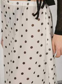 COUREZ Jupe mi-longue à pois, tenues d'été pour femmes style Y2K vintage - Blanc - Voir 6