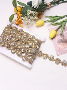 1pc Handmade Sparkly Bridal Headband - Diamante & Sequin Embroidered Wedding Sash, 3cm Width Bride Hair Accessory Elegant Wedding Tiara,Clothes Decoration Supplies Accessories,Home Decor,Wedding Decor(30/60/90cm)