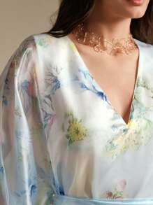 Anewsta 优雅的澳大利亚人造丝 Kamila 宽松蝙蝠袖长裙（浅蓝色），节日、休闲、春季、夏季 - 彩色 - 查看 4
