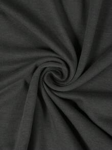 ROMWE MEN Prep Men's Street Lips Printed 350g Suede Fleece Contrast Mesh Pocket T-Shirt - Dark Grey - View 6