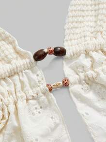ROMWE Hippie Y2K Resort Retro Style Wooden Bead Decor Women's Backless Spaghetti Strap Top