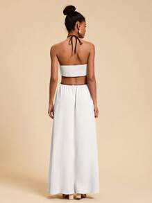 Travachic Damen sexy Halterkleider mit Ausschnitt am Rücken