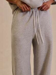 Musero Men Drawstring Waistband Wide Leg Joggers Bottom Only - Grey - View 5