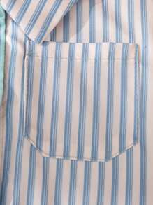 Mono de verano para niña con bloqueo de color, cuello de solapa, manga corta, rayas, minimalista, con cinturón, diseño de frente abierto, elegante y casual