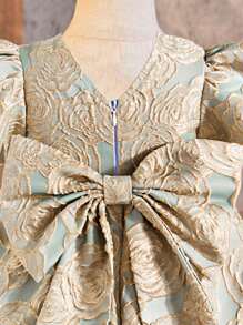 Elladie kids Newly Launched! Baby Girl's Short-Sleeved Dress With Rose Patterns And Bubble Sleeves, Along With A Puffy Dress With A Bowknot For Formal Occasions. It's Comfortable, Fashionable, Elegant, Sweet And Lovely, Perfect For Daily Wear.